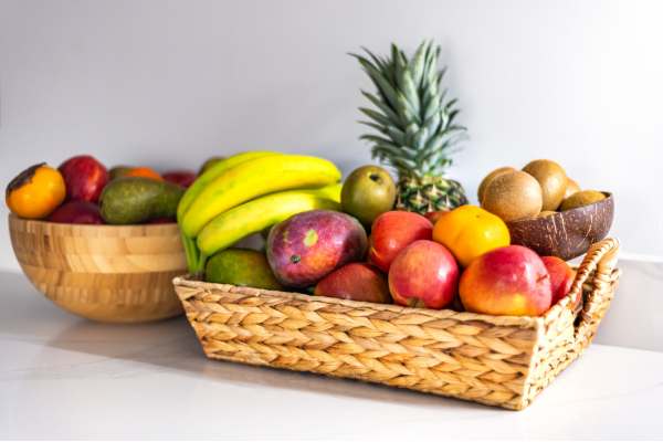 Double-Tiered Fruit Basket Kitchen Countertop Organizer Ideas