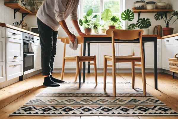 Replace Furniture and Rugs Clean Kitchen Floor